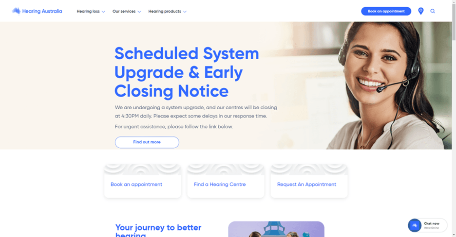 hearing australia website before